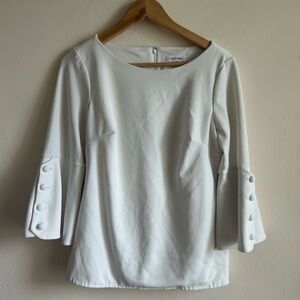 Calvin Klein White Bell Sleeve Blouse - Size 12